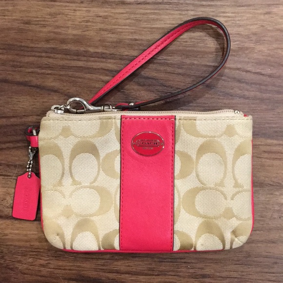 Coach Handbags - 🔴SALE!🔴 Coral Coach Corner Zip Wristlet